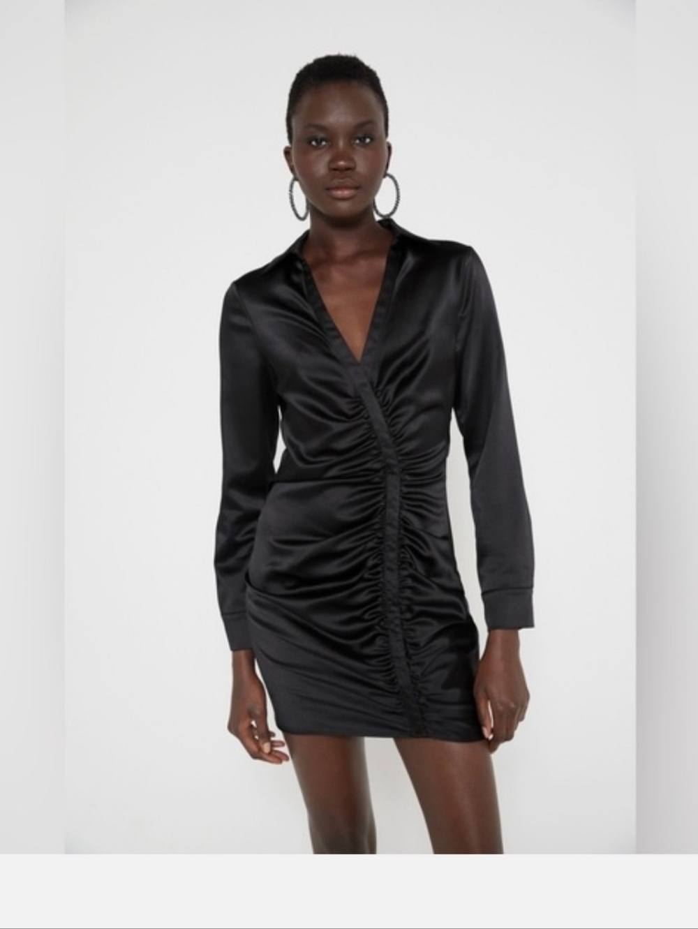 Zara Midnight Satin Ruched Dress